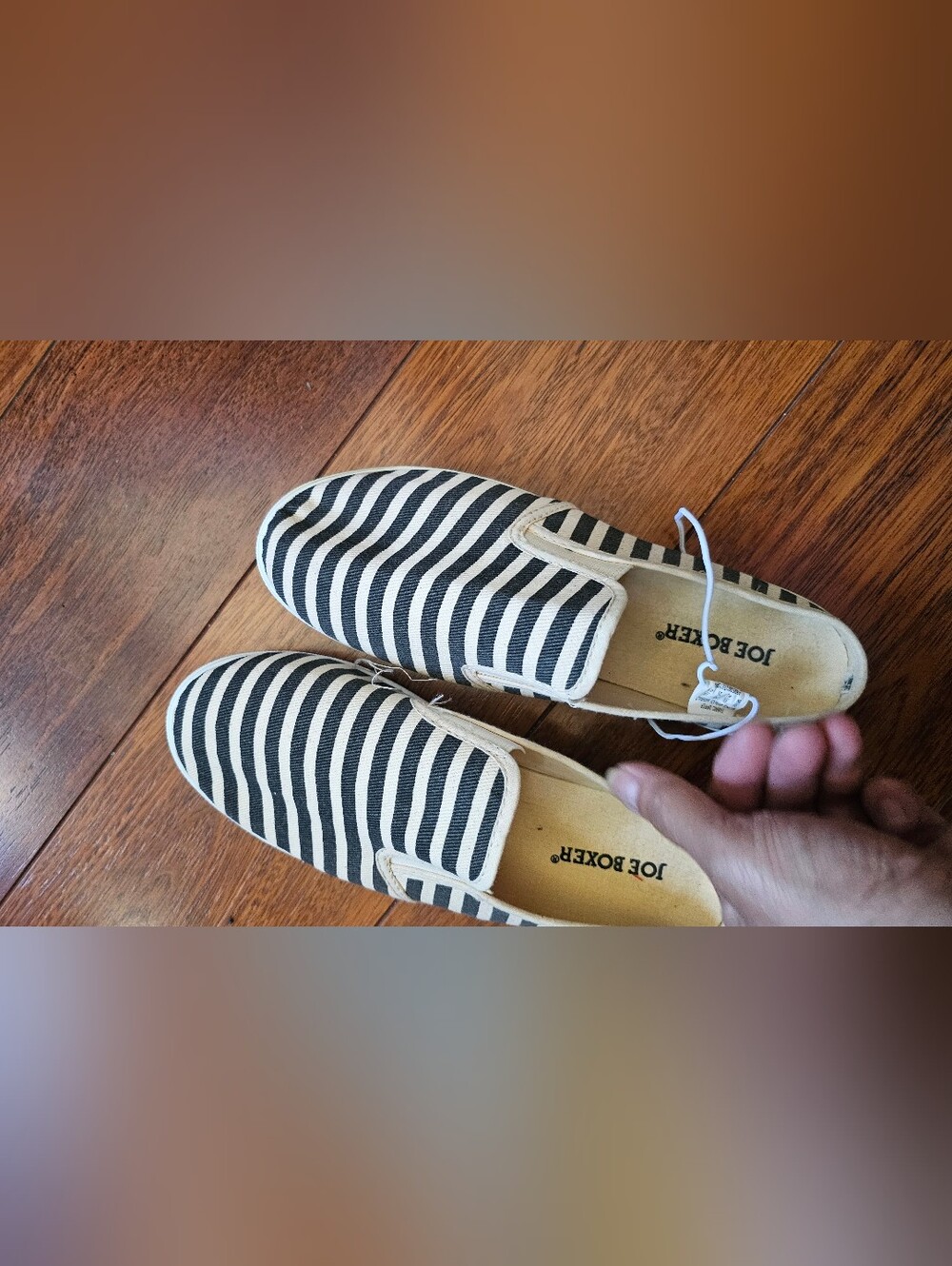 Joe Boxer Black and Cream Striped Slip-On Loafers